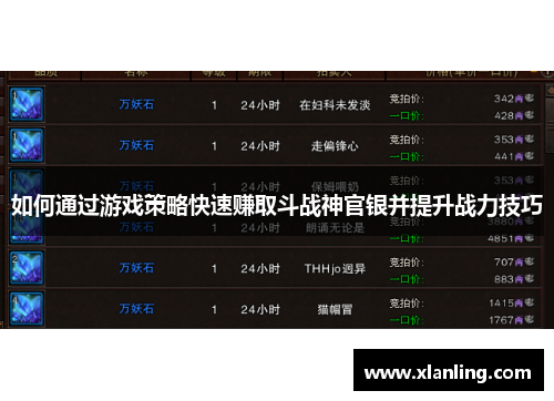 如何通过游戏策略快速赚取斗战神官银并提升战力技巧